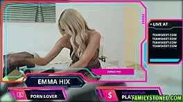 Stepdaughter Emma Hix fingers pussy while unboxing fan gifts on webcam