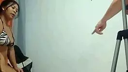 Alone at Home with My Stepaunt's Fat Latina Ass Licking