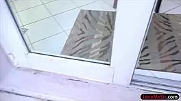 naughty petite stepsis gets punished by stepbro with big cock blowjob in garage outside