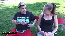 Sweet teen Tiffany Tatum with big round ass lets funny guy creampie her doggystyle.