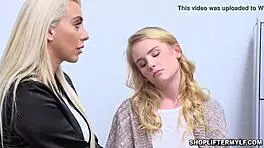 SEXY BLONDE SHOPLIFTER MILF KYLIE KINGSTON AND HER DAUGHTER NATALIE KNIGHT CAUGHT BY HORNY COP START 3SOME