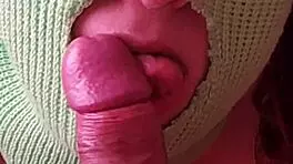 Russian Horny Young 18+ Stepmom Sucks and Jerks Big Cock While Husband Works