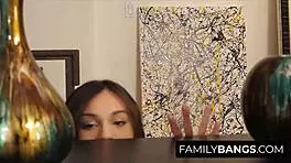 Young babysitter seduces boss for wild sex and gets a cumshot