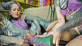 Tattooed Alternative Girl Tests Crazy Anal Toys with Gape