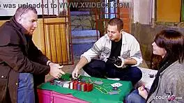 Tiny teen Aris Dark loses bet. She seduces for rough monster cock pounding.