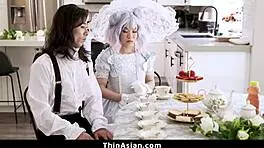 Lucky Guy Tastes Asian Teen 18+s Pussy on Breakfast - Thinasian