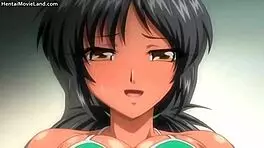 Busty anime teen 18+ jizzed in sexy swimsuit