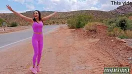 Watch this naughty teen Rissa May get picked up and fucked doggystyle by an old guy