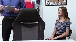 Hot girl feels obligated to give the guard a blowjob and doggystyle after he catches her.