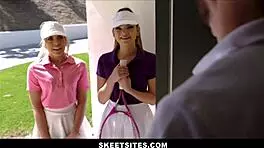 Teen Step Sisters Seduce Tennis Player for Hot THREESOME