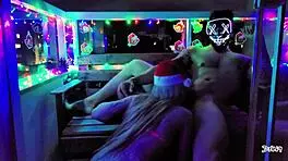 our christmas with a special present and a sloppy kiss