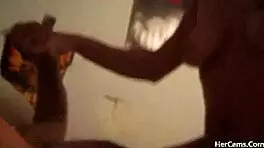 webcam couple with big tits rides dildo intensely, sucking and masturbating