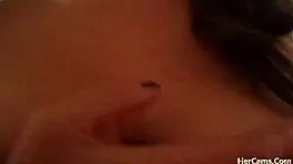 webcam couple with big tits rides dildo intensely, sucking and masturbating