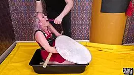 Submissive Babe Chokes on Cock in Bondage Humiliation