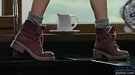 Hungarian petite milf housewife Luca Miklosi strips down for a solo Playboy softcore shoot.