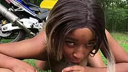 After a hot ride, Nina Rivera gets on her knees and sucks dick 😈