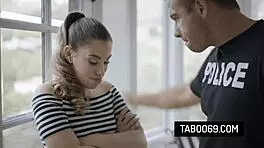 police officer slams bratty teen stepsister Bobbi Dylan doggystyle at work