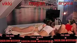 Three girls set up a webcam in the room for a cute bath session