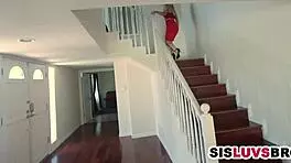 Stepbrother slams his stepsister with raw hardcore fucking action.