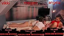 Three girls set up a webcam in the room for a cute bath session