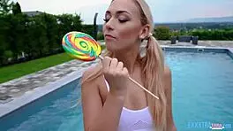 tiny teen jenny wild rides stanley johnson's cock in cowgirl, deepthroat blowjob.