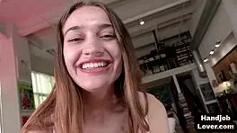 hj loving teen 18+ with mediumboobs wanks pov cock n talks nasty
