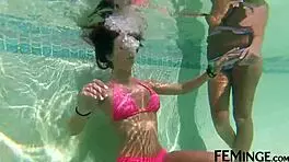 Awesome step cousin gets pussy licked in group with redhead brunette blonde