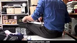 suspected asian shoplifter gets rough punishment with striptease and doggystyle at the store