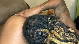 The ebony teen 18+ with hairy beaver gets her wet pussy eaten from behind by honey cocane