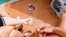 Sluts Belle Amore And Aprilbigass Drinking Pee On Public Sun