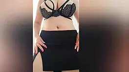 Busty Beauty with Big Natural Tits Dances Seductively in Black Skirt and Sexy Bra for Camera