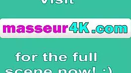 that brunette with small perky tits is deep grinding during massage.