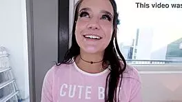 Daisy Love intensely sucks huge cock in POV, swallowing cum