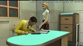 Professor Eats Blonde Teen's Pussy Then Fucks Her Ass In Classroom