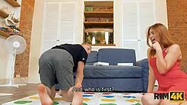 Unbelievable! Guy Joins Twister Game and Gets His Ass Licked by Redhead Girlfriend in Rim4k!