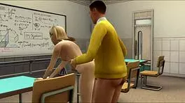 Professor Eats Blonde Teen's Pussy Then Fucks Her Ass In Classroom