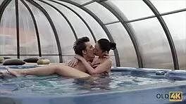 Wet Fucking In Jacuzzi With Old Man!