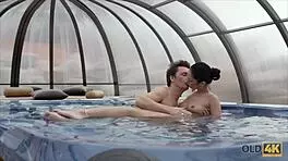 Wet Fucking In Jacuzzi With Old Man!