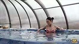 Wet Fucking In Jacuzzi With Old Man!