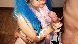 Petite Blonde Teen Sucks And Chokes On Big Dick In Cosplay Costume