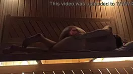 Girl pleasures herself in sauna with pink dildo squirting 😍
