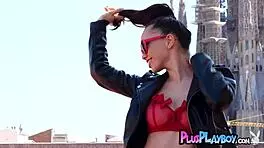 Petite Asian teen Kit Rysha strips amazingly outdoors