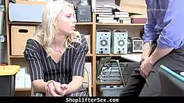 Blue eyes shoplifter, pay for those tits with punishment?