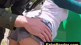 A Horny Border Agent Fucks Young Latina's Throat And Pussy