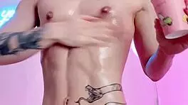 Petite Asian Muscle Girl Oils Tight Body, Showcases Small 18+ Tits, Big Clit, and Delicate Feet