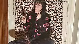 Smoking Goth Girl Unwinds After Long Backstage Day in HD
