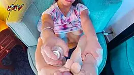 want to see this pov footjob and blowjob on a huge cock? full video on red.