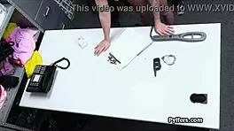 Lucky Guards Enjoy Blowjobs from Big Tit Suspect in Office Group Fun