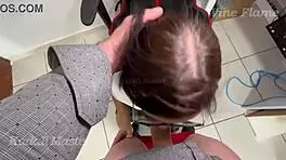 Struggling student rides hard for that perfect grade with professor