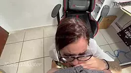 Struggling student rides hard for that perfect grade with professor